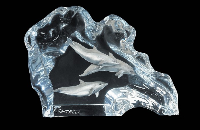 Kitty Cantrell Dolphin Wave Mixed Media Sculpture