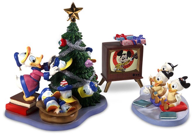 WDCC Disney Classics Donald And Tree Tv And Donalds Nephews Hat Trick Porcelain Figurine