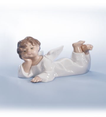 Lladro Angel, Reclining Porcelain Figurine