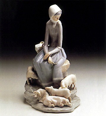 Lladro Shepherdess With Ducks 1969-93 Porcelain Figurine