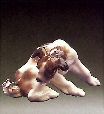 Lladro Dog & Butterfly 1974-81 Porcelain Figurine