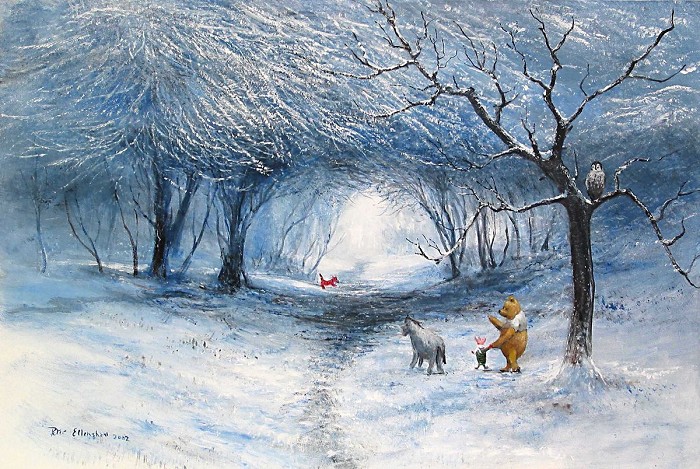 Peter Ellenshaw Winter Walk - From Disney Winnie the Pooh Giclee On Canvas