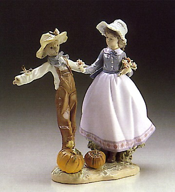 Lladro Scarecrow With Lady 1986-96 Porcelain Figurine