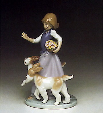 Lladro Dog Romp 1991-95 Porcelain Figurine