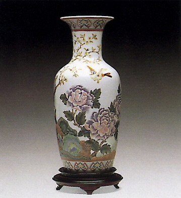 Lladro Oriental Peonies Vase #1 Le300 1992-01 Porcelain Figurine