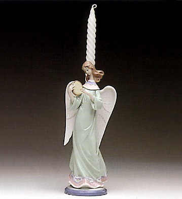 Lladro Angel With Tambourine Candelholder 1993-97 Porcelain Figurine