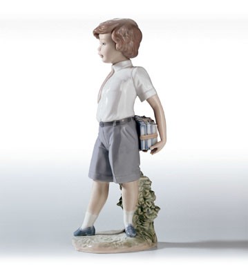 Lladro Little School Boy Porcelain Figurine