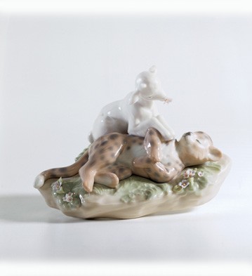 Lladro The Leopard Shall Lie Down With The Kid Porcelain Figurine