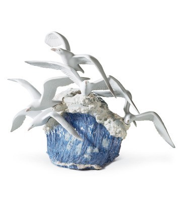 Lladro Seagulls In Flight Porcelain Figurine