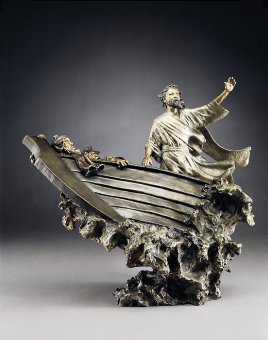 Mark Hopkins Calming the Tempest Bronze Sculpture