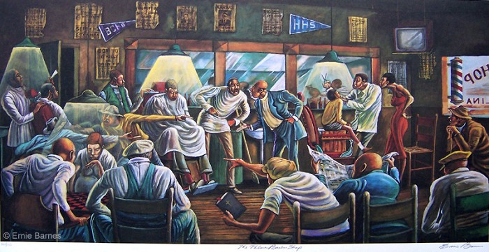 Ernie Barnes The Palace Barber Shop Artist Signed Lithograph