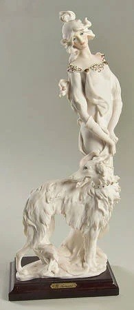 Giuseppe Armani Lady With Greyhound Sculpture