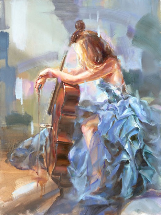 Anna Razumovskaya Blue Note III Hand-Embellished Giclee on Canvas