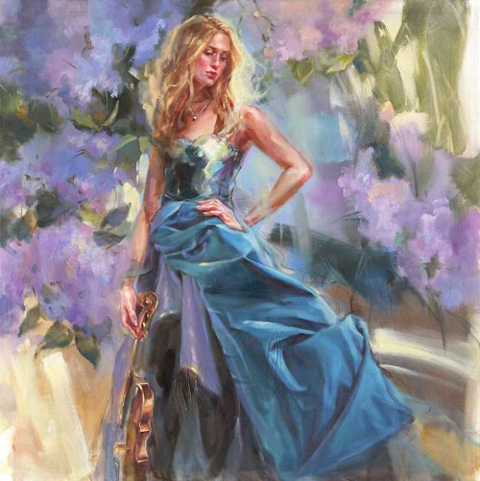 Anna Razumovskaya Lilac Sounds Hand-Embellished Giclee on Canvas