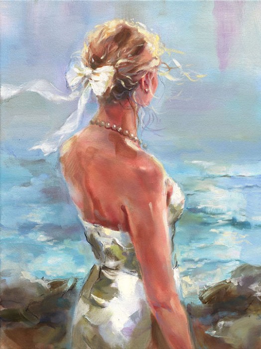Anna Razumovskaya Ocean Breeze Hand-Embellished Giclee on Canvas