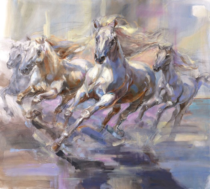 Anna Razumovskaya Silvered Sprint Original Oil on Canvas