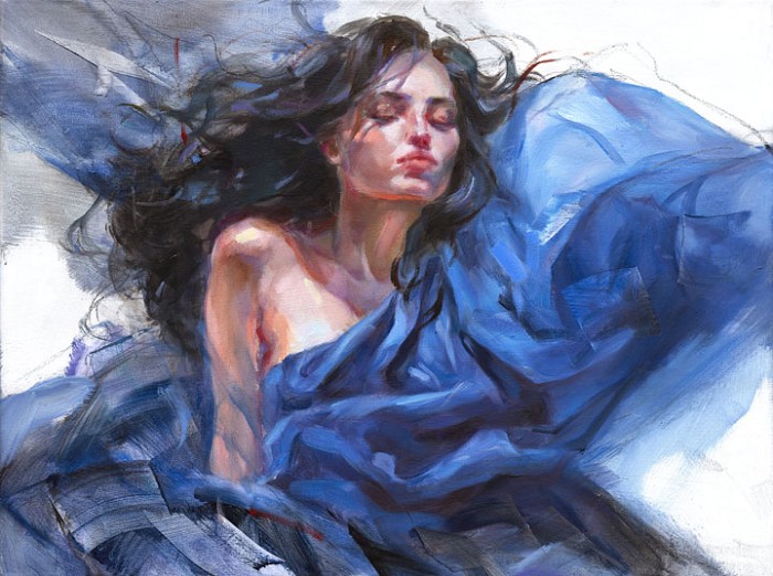 Anna Razumovskaya Sapphire Skies 1 Hand-Embellished Giclee on Canvas