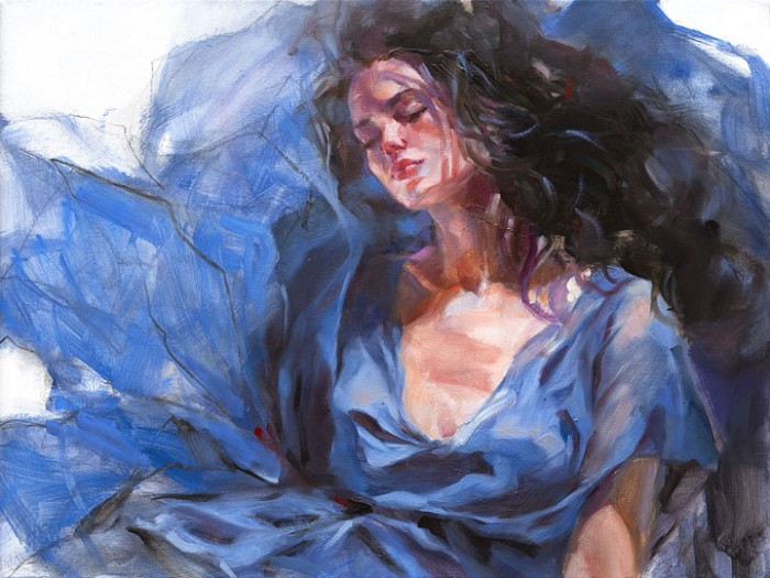 Anna Razumovskaya Sapphire Skies 2 Hand-Embellished Giclee on Canvas