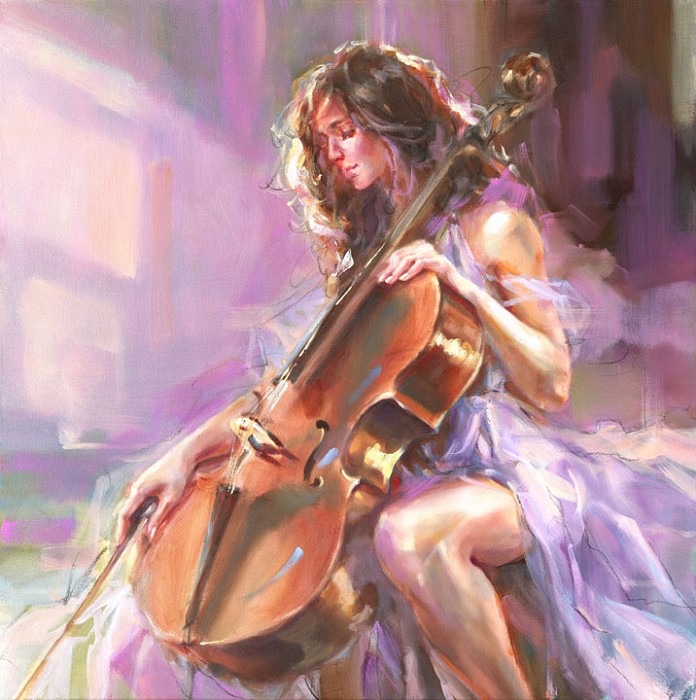 Anna Razumovskaya Sunlit Strings Hand-Embellished Giclee on Canvas