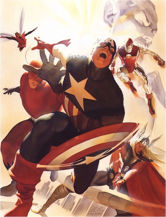 Alex Ross Avengers #4, Captain America Joins - Mini Canvas Marvel DC