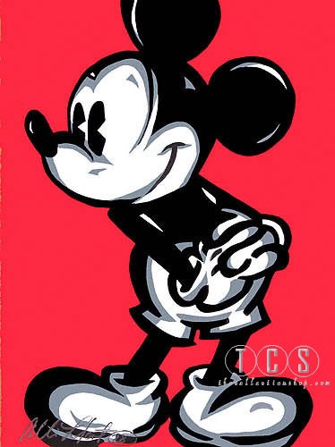 Allison Lefcort Mickey Flirt (hand Embellished) Artist Proof - From Mickey Mouse Serigraph on-Canvas