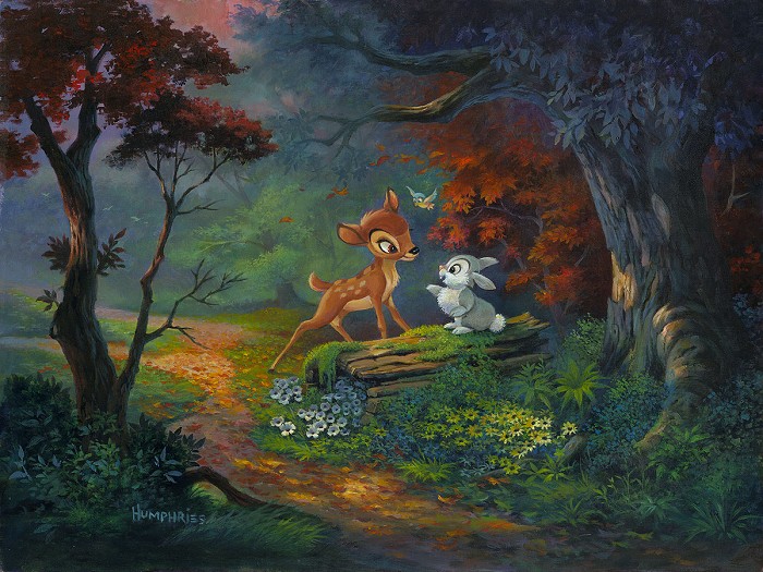 Michael Humphries A Friendship Blossoms From The Movie Bambi Hand-Embellished Giclee on Canvas