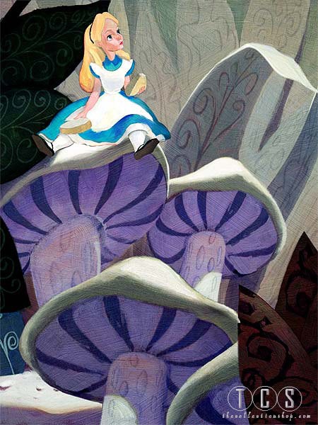 Jim Salvati Alice (on Mushroom) - From Alice in Wonderland Giclee On Canvas