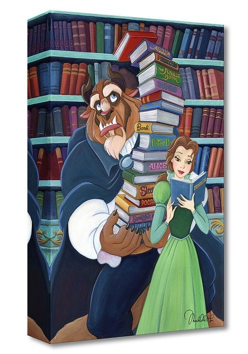 Michelle St Laurent Belle's Books From Beauty and the Beast Gallery Wrapped Giclee On Canvas