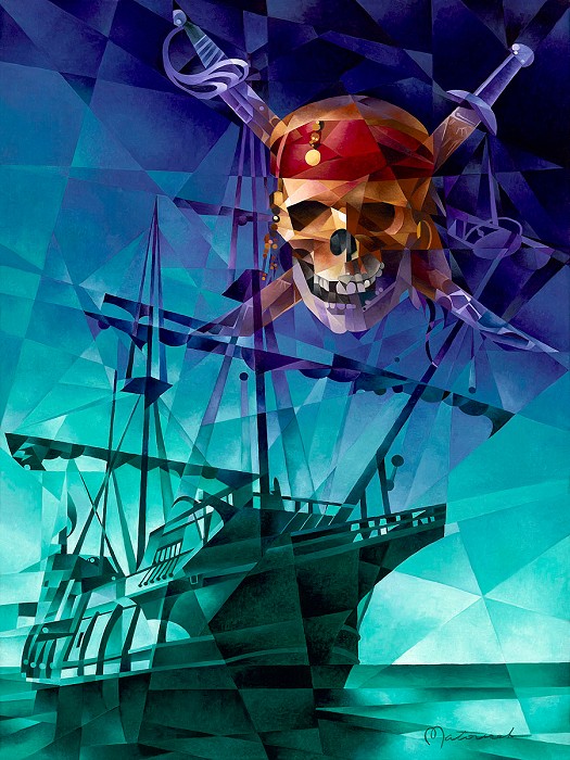 Tom Matousek The Black Pearl From Pirates Of The Caribbean Giclee On Canvas