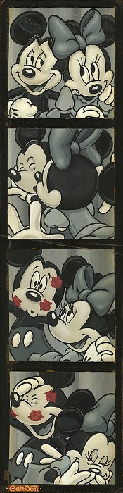 Trevor Carlton Photo Booth Kiss From Mickey and Minnie Giclee On Canvas