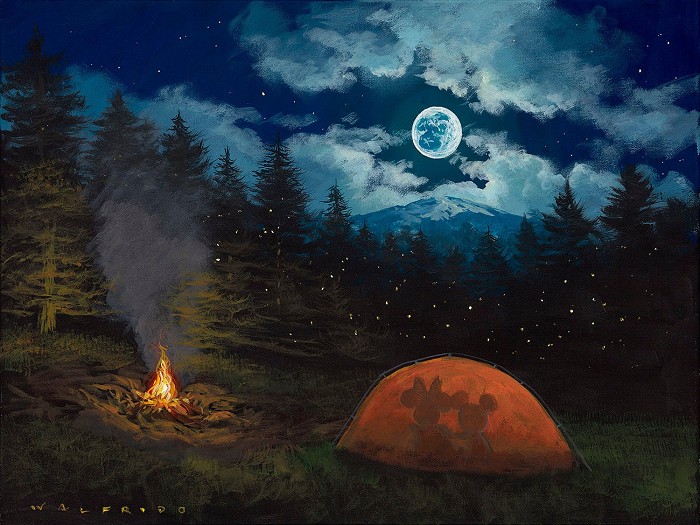 Walfrido Garcia Camping under the Moon Gallery Wrapped Giclee On Canvas