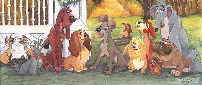 Michelle St Laurent A Dogs Life - From Disney Lady and The Tramp  Giclee On Canvas