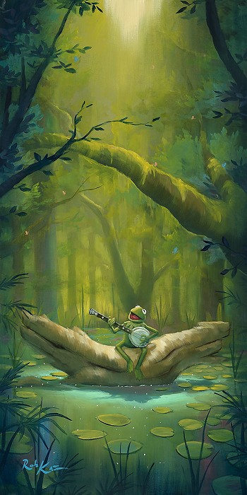 Rob Kaz  The Dreamers and Me Kermit The Frog Hand-Embellished Giclee on Canvas