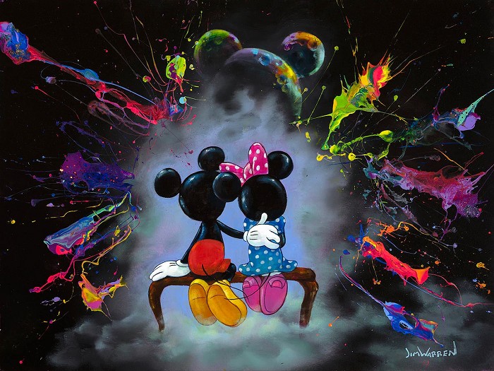 Jim Warren Mickey and Minnie Enjoy the View Hand-Embellished Giclee on Canvas