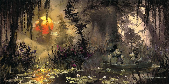 James Coleman Fishing at Lily Pad Lake Premiere Edition Hand-Embellished Giclee on Canvas