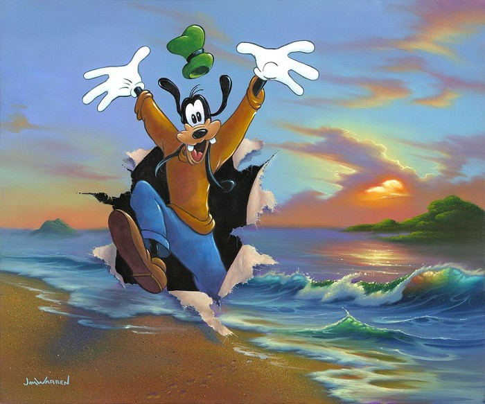 Jim Warren Goofy's Grand Entrance Hand-Embellished Giclee on Canvas