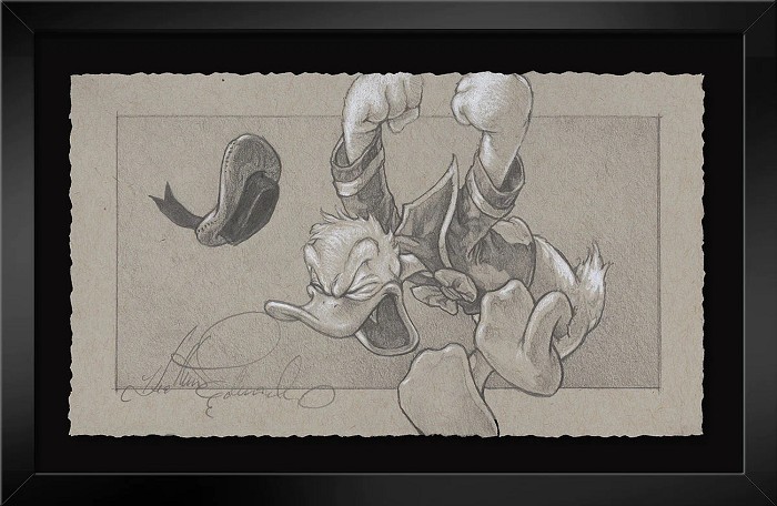 Heather Edwards We Can't Lose! Framed From Donald Duck Graphite Hand Deckled Giclee on Paper