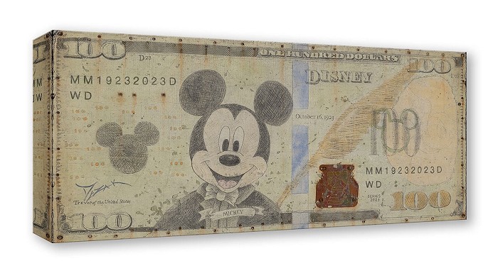 Trevor Mezak Mickey 100 Hundred Dollar Bill Gallery Wrapped Giclee On Canvas