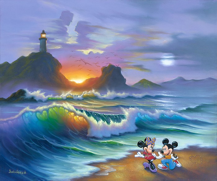 Jim Warren Mickey Proposes to Minnie Giclee On Canvas