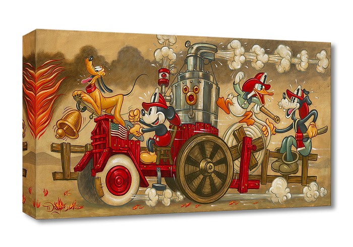 Tim Rogerson Mickey's Fire Brigade Gallery Wrapped Giclee On Canvas