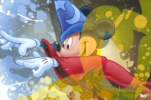 Arcy Mickey Sorcerer From Fantasia Hand-Embellished Giclee on Canvas