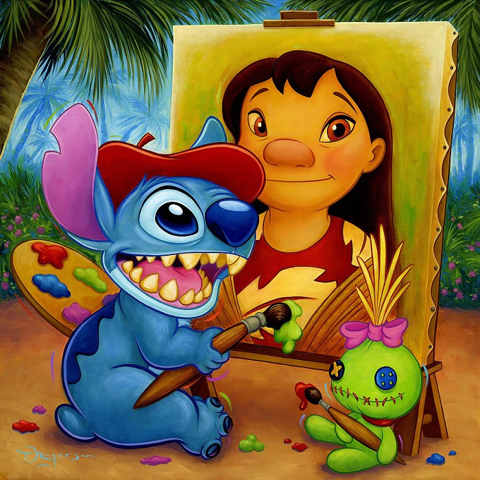 Tim Rogerson The Mona Lilo From Lilo and Stitch Gallery Wrapped Giclee On Canvas