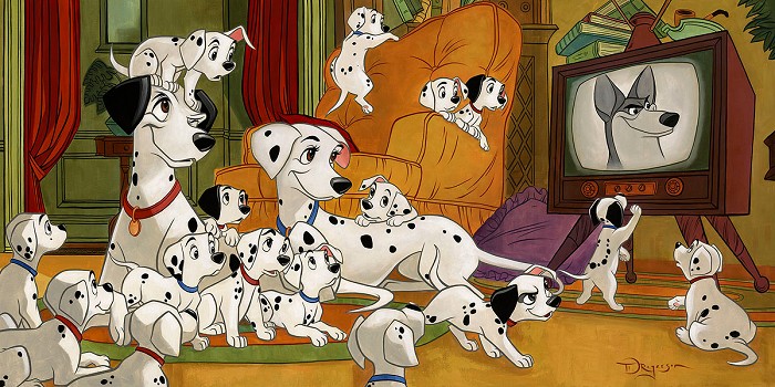 Tim Rogerson Movie Night From One Hundred and One Dalmatians Gallery Wrapped Giclee On Canvas