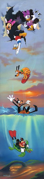 Jim Warren Mickey and Pals Big Day Off Hand-Embellished Giclee on Canvas