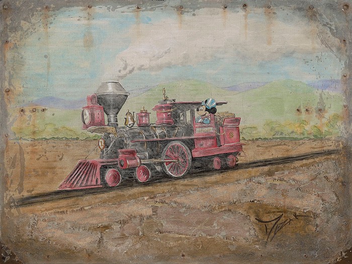 Trevor Mezak Exploring The Old West Mickey's Train Hand-Embellished Giclee on Canvas