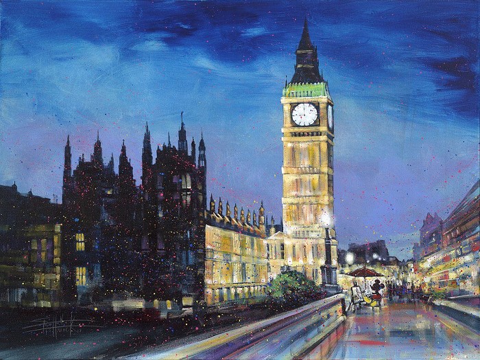 Stephen Fishwick Painting the Town Hand-Embellished Giclee on Canvas