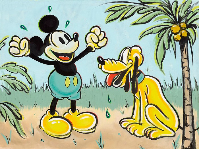 Dom Corona Pals in Paradise From Mickey and Pluto Giclee On Canvas