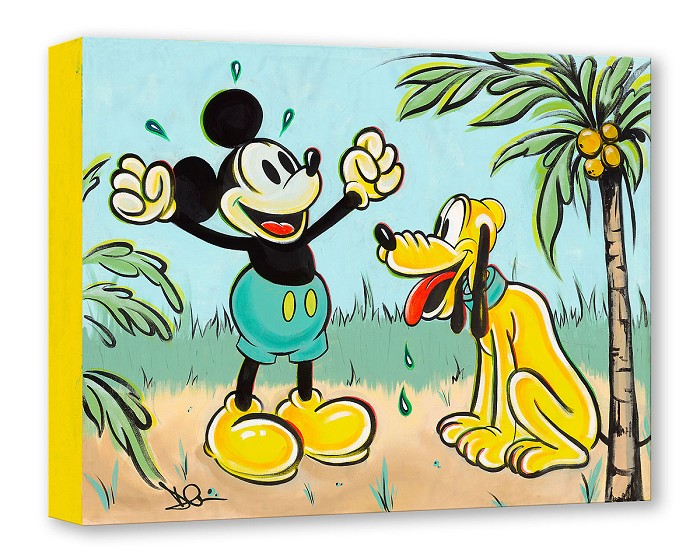 Dom Corona Pals in Paradise From Mickey and Pluto Gallery Wrapped Giclee On Canvas