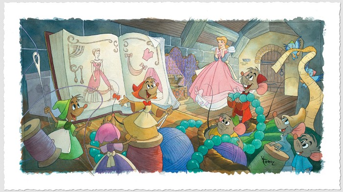 Toby Bluth Sew Beautiful Cinderella Giclee On Paper