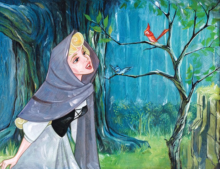 Jim Salvati Singing With The Birds - From Disney Sleeping Beauty Giclee On Canvas